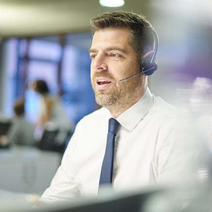 man wearing headset