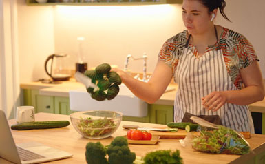 woman cooking at home