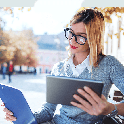 woman looking at laptop