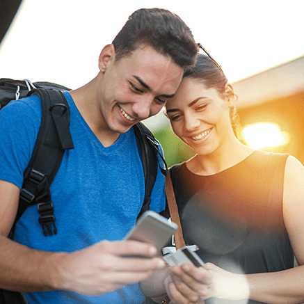 couple using mobile phone